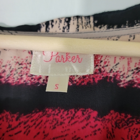 Parker Multi Tie-Dye 100% Silk Knee Length Dress Sz S Drawstring Long Sleeve - Picture 10 of 12